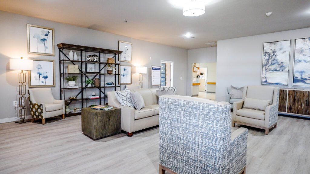 Communal living space for residents using Long term care, respite care, and short term care and Chambers Health and rehab